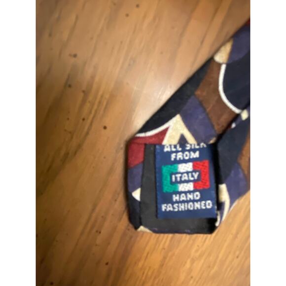 Vintage 90s Valentino Pietro Silk Tie Italy 4” Wide Art Deco Geometric Luxury - Picture 2 of 3